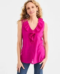Style Co Womens Cotton Sleeveless Ruffle Top Macys Exclusive
