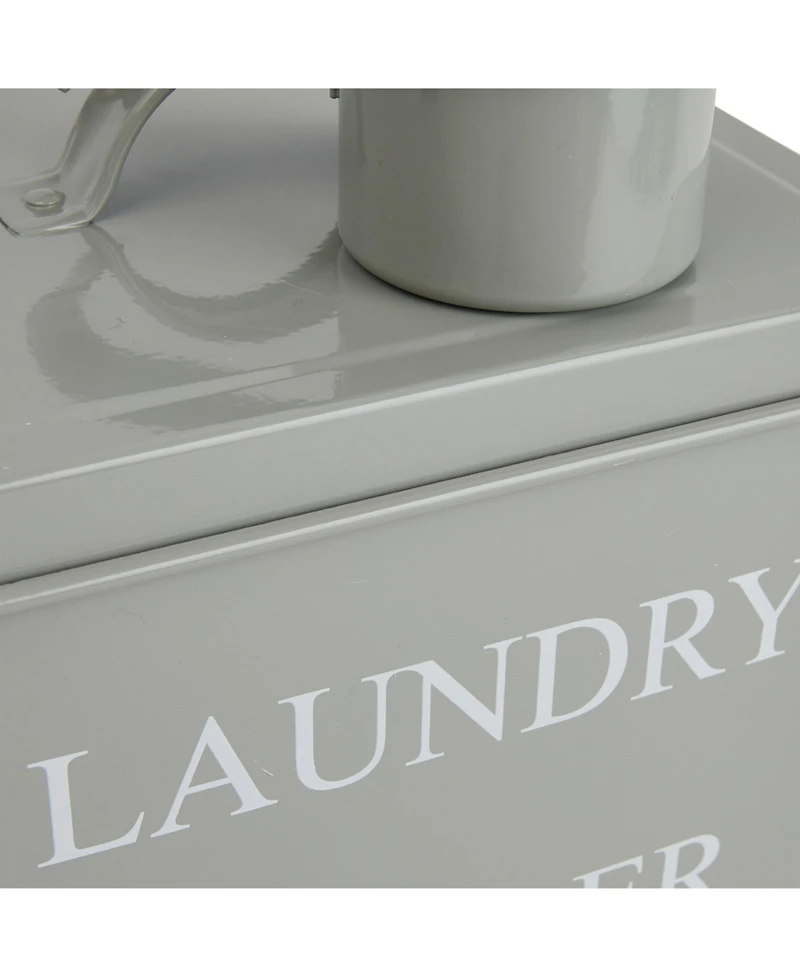 Storied Home Metal Laundry Powder Container with Lid and Scoop, Grey