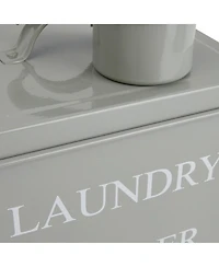 Storied Home Metal Laundry Powder Container with Lid and Scoop, Grey