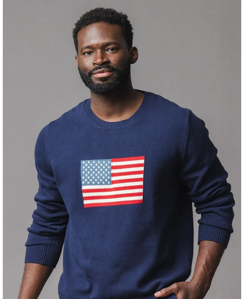 Hope & Henry Men's and Organic Crew Neck Flag Sweater