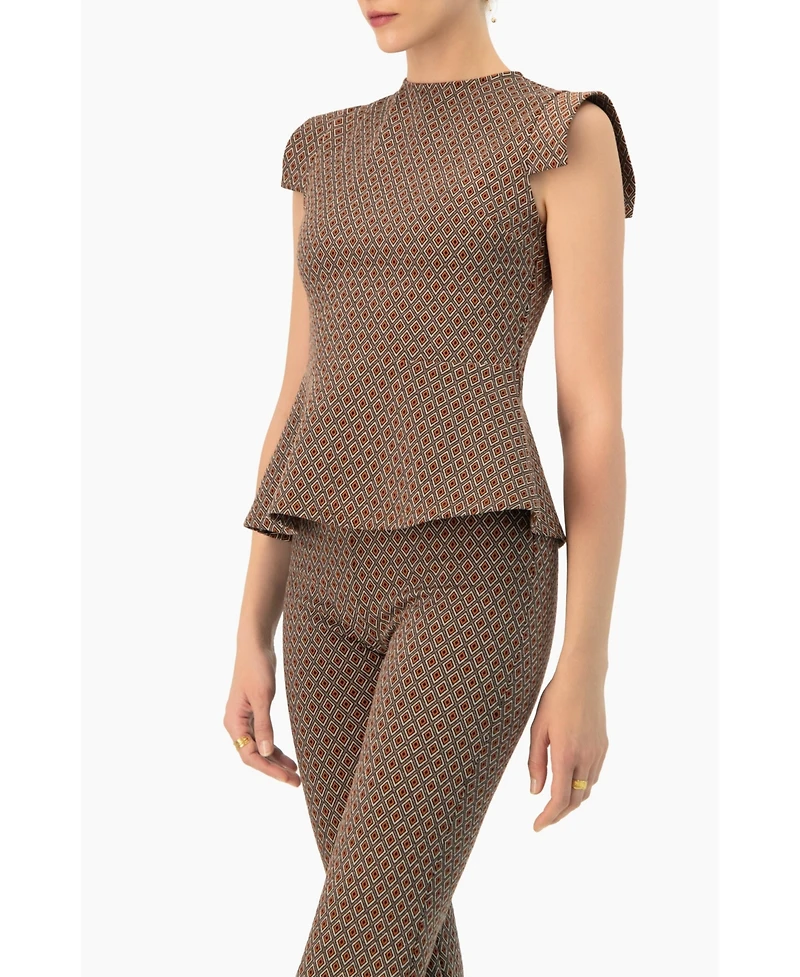 Ivonne Women's Geometric Peplum Blouse