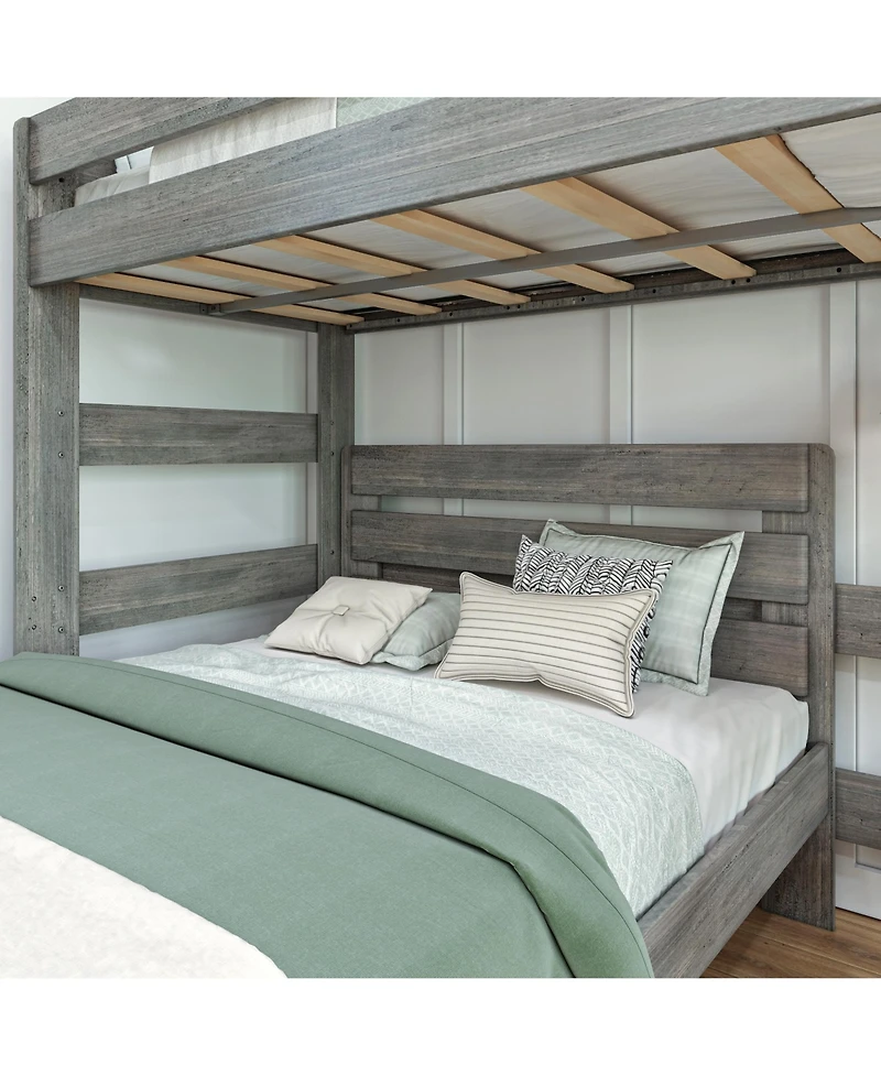 Max & Lily Solid Wood Bunk Bed, L-Shaped Twin over Full Bed Frame for Kids Modern Farmhouse