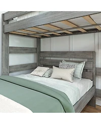 Max & Lily Solid Wood Bunk Bed, L-Shaped Twin over Full Bed Frame for Kids Modern Farmhouse