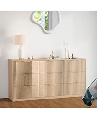 gaomon 9 Drawer Fluted Dresser with Gold Handles, 55" Wide Modern Chest of Drawers for Bedroom Living Room Closet