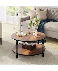 Homfan 2-Tier Round Coffee Table