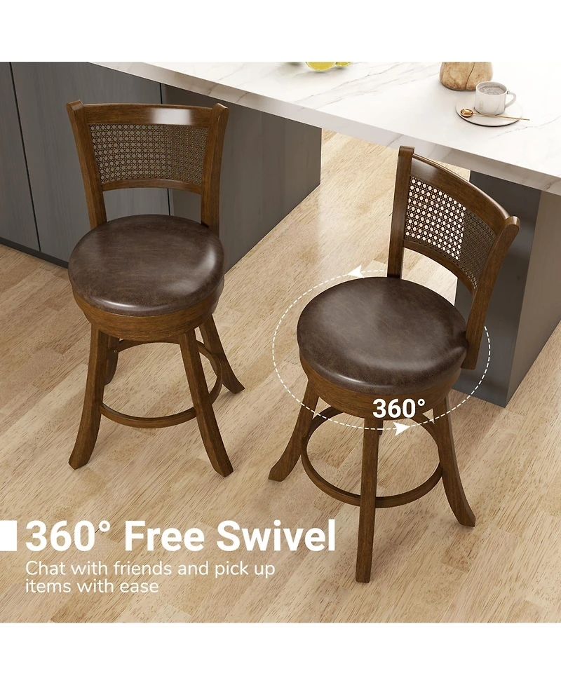 Slickblue Counter Height Bar Stools Set of 2, Swivel Bar Chairs with Leathaire Seat