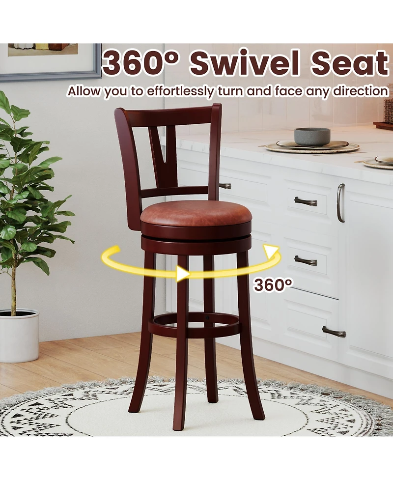 Slickblue Swivel Counter Height Barstools Set of 2 with High Backrest and Footrest for Kitchen Seating