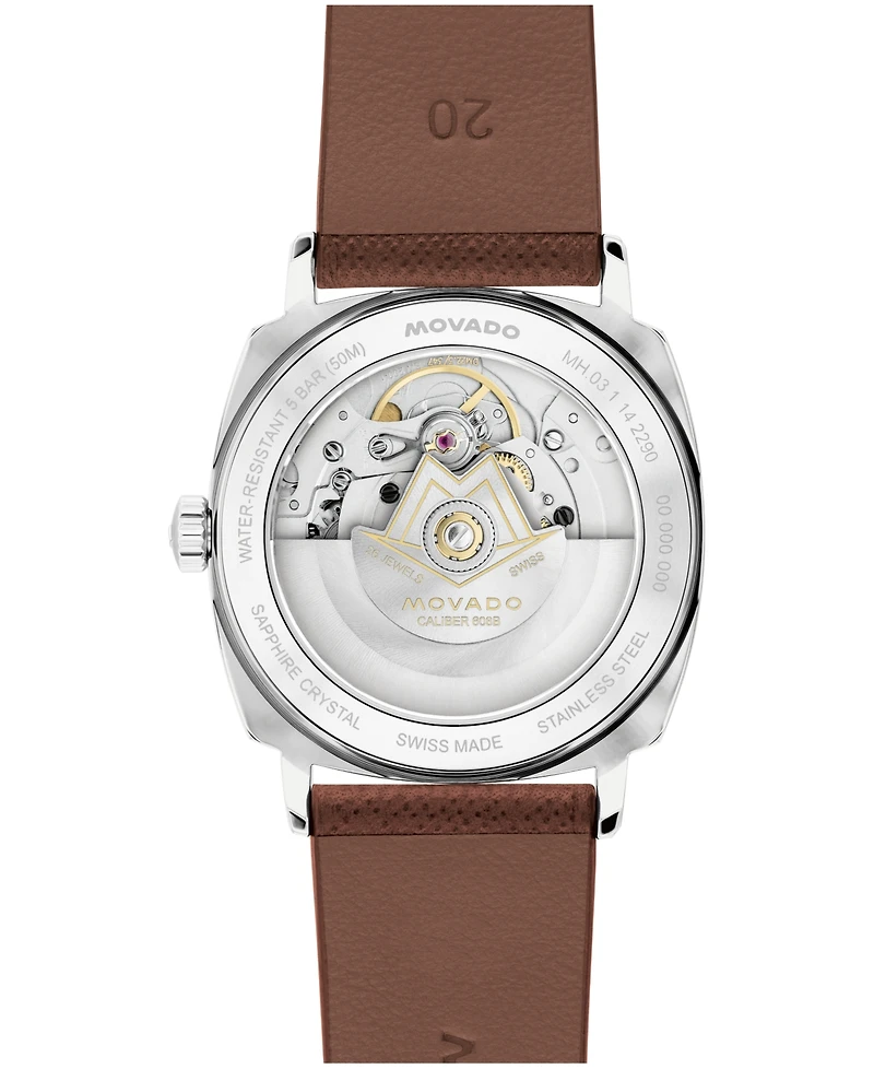 Movado Men's Kingmatic Swiss Automatic Brown Leather Watch 35mm