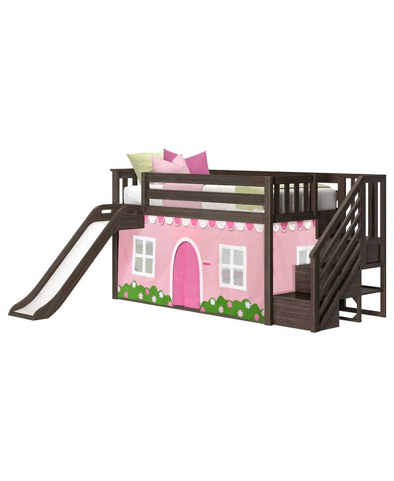 Max & Lily Low Twin over Twin Bunk With Stairs