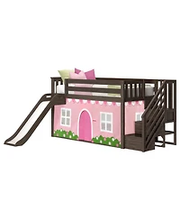 Max & Lily Low Twin over Twin Bunk With Stairs