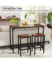 Slickblue 3 Piece Industrial Dining Table Set Counter Height with 2 Stools
