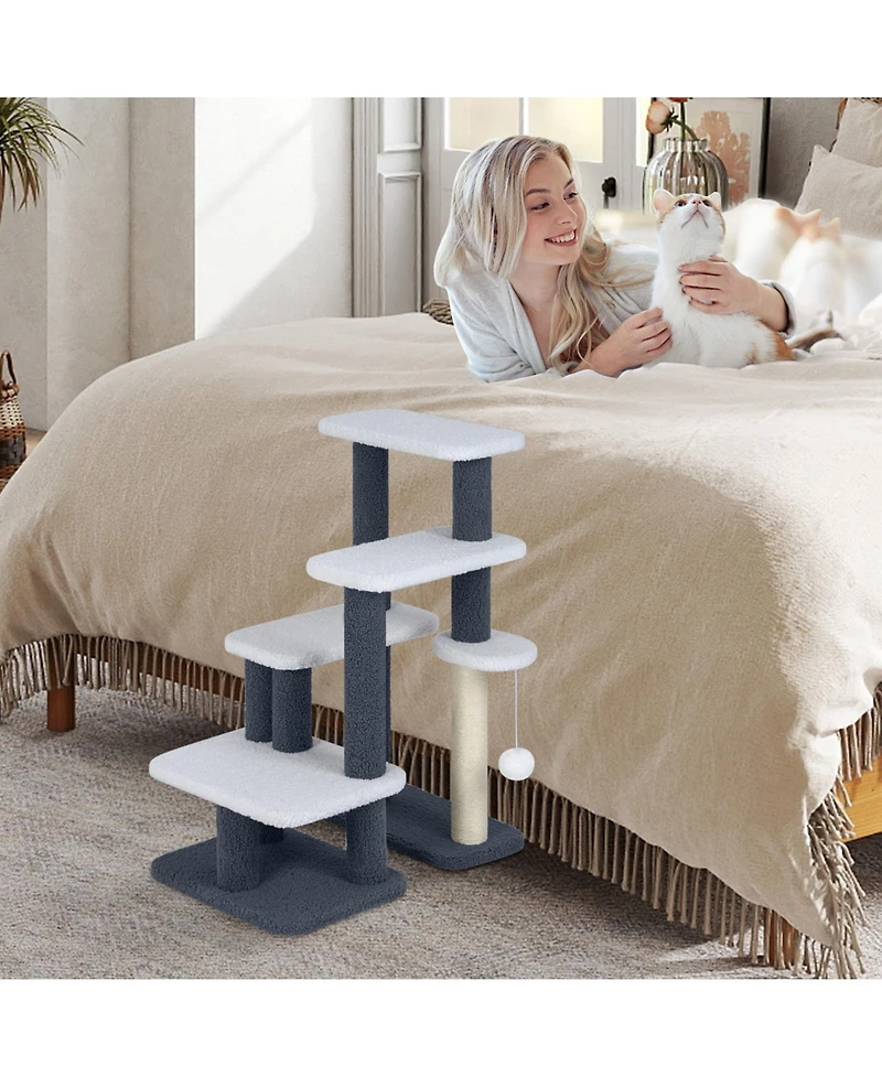 Cozito Cat Tree 2-in-1 Stairs Tower with Posts and Hanging Toy