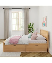 Max & Lily Classic Full-Size Bed with Panel Headboard and Storage Drawers, Pecan