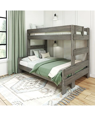 Max and Lily Bunk Bed Twin over Full Size, Modern Farmhouse Solid Wood Beds for Kids
