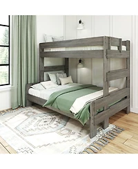 Max and Lily Bunk Bed Twin over Full Size, Modern Farmhouse Solid Wood Beds for Kids