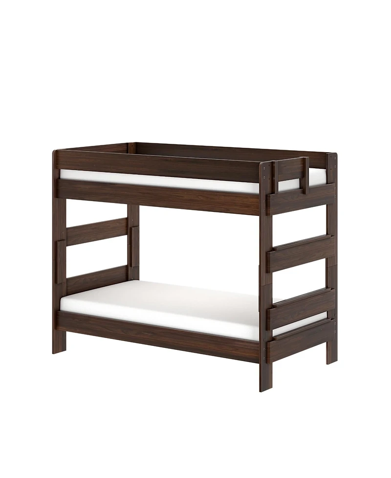 Max and Lily Twin over Bunk Bed, Farmhouse Solid Wood Beds for Kids, Driftwood