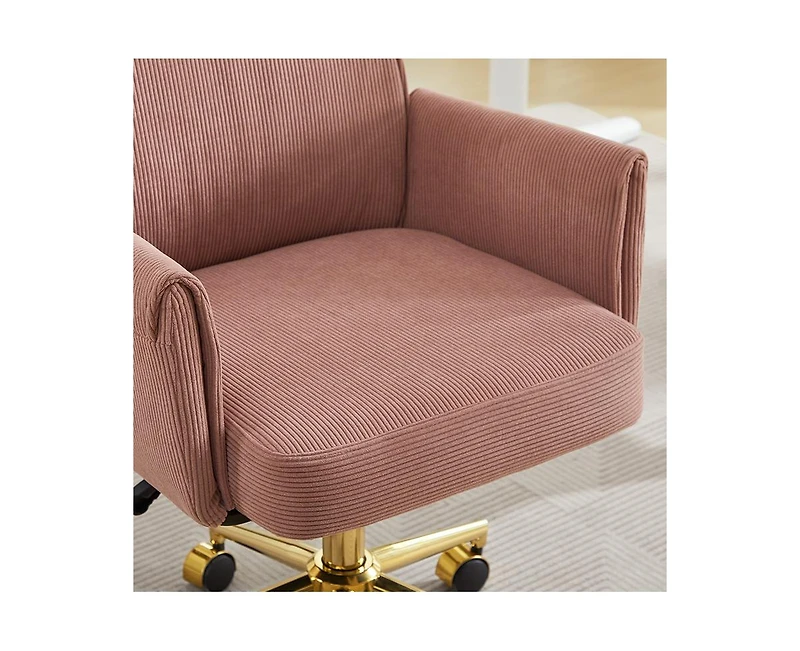 flynama Striped Mid-Back Lift Chair,Gold Base Ergonomic Office Chair