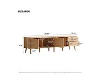 sumyeg 70 inch Modern Cabinet Tv Stand with Rattan Doors 2 Drawers & Cable Holes