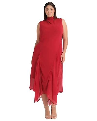 Estelle Plus Holly Halter Assymetric Sheath Midi Dress