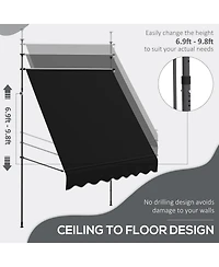 Outsunny 8' x 4' Retractable Awning, Non-Screw, Dark
