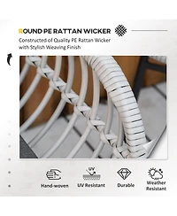 Outsunny 3 Piece Patio Set, Pe Rat Table and Chairs,