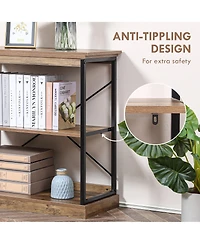 Homcom 2-Tier Shelf, Modern Style Bookshelf with Metal Frame for Living Room, Bedroom, and Office, Brown