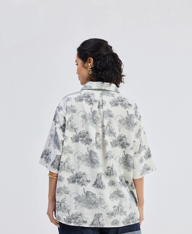 Reistor Women's Oversized High-Low Shirt Animal print