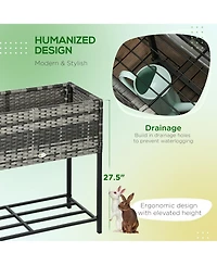 Outsunny Raised Garden Bed, Rat with Storage Shelf,