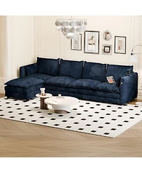 Dyhome Modular Sectional Sofa L Shaped Couch, Seat Sofa Set with Ottoman and Pillows