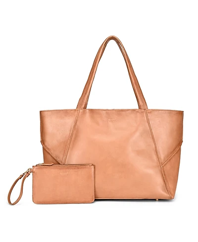 Old Trend Wishbone Extra-Large Leather Carryall Tote Handbag