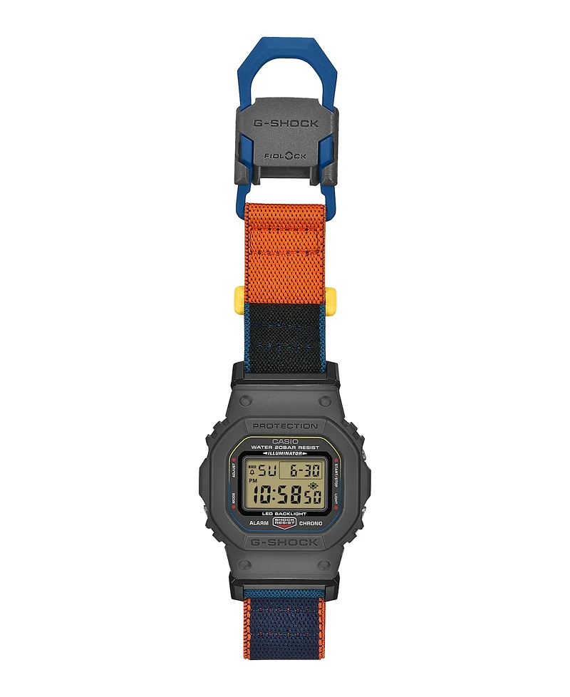 G-Shock Men's Japanese Quartz Digital Black and Orange Cloth Watch 42.8mm