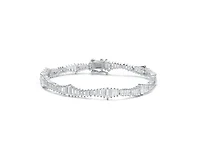 Rachel Glauber White Gold Plated Clear Cubic Zirconia Tennis Bracelet