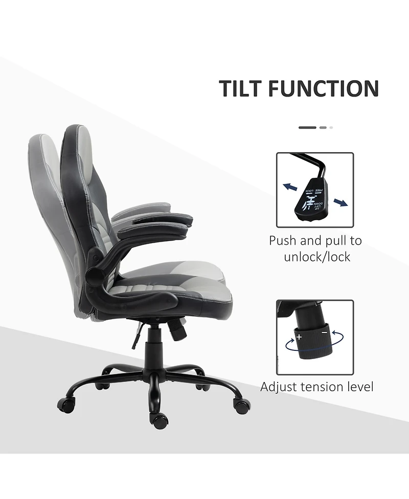 Vinsetto Ergonomic Gaming Chair, Racing Style Computer Chair, Executive Home Office Desk Chair with Metal, Tilt, Adjustable Height, and 360 Swivel Whe