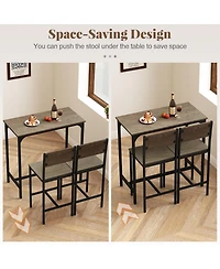 Slickblue Small Space Bar Dining Set 3 Piece with Backrest and Footrest Design