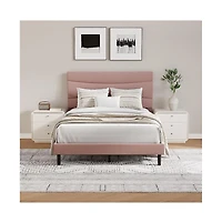 gaomon Modern Upholstered Bed Frame with Soft Headboard, Underbed Storage Space, Sturdy Steel Slat Support, Easy Install