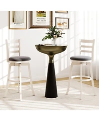 Slickblue Set of 2 Swivel Barstools with Upholstered Seat for Counter