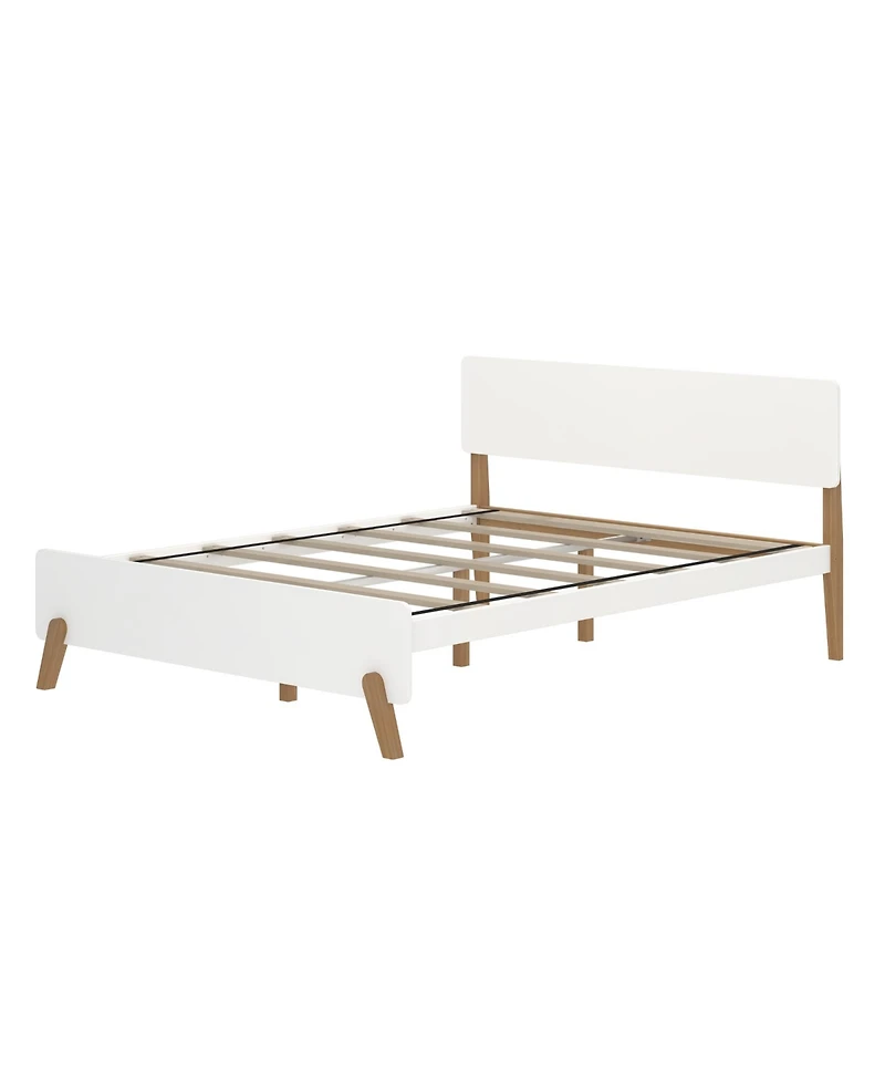 Max & Lily Mid-Century Modern Queen Platform Bed for Kids, Solid Wood