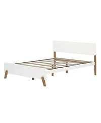 Max & Lily Mid-Century Modern Queen Platform Bed for Kids, Solid Wood