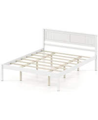 Slickblue Wooden Platform Bed Frame with Headboard and Slat Support