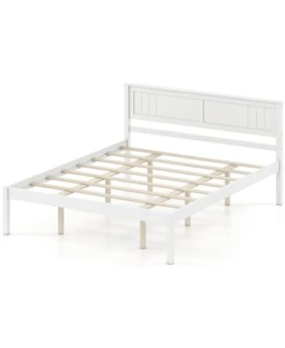 Slickblue Wooden Platform Bed Frame With Headboard Slat Support Strong Mattress Base