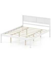 Slickblue Wooden Platform Bed Frame With Headboard Slat Support Strong Mattress Base