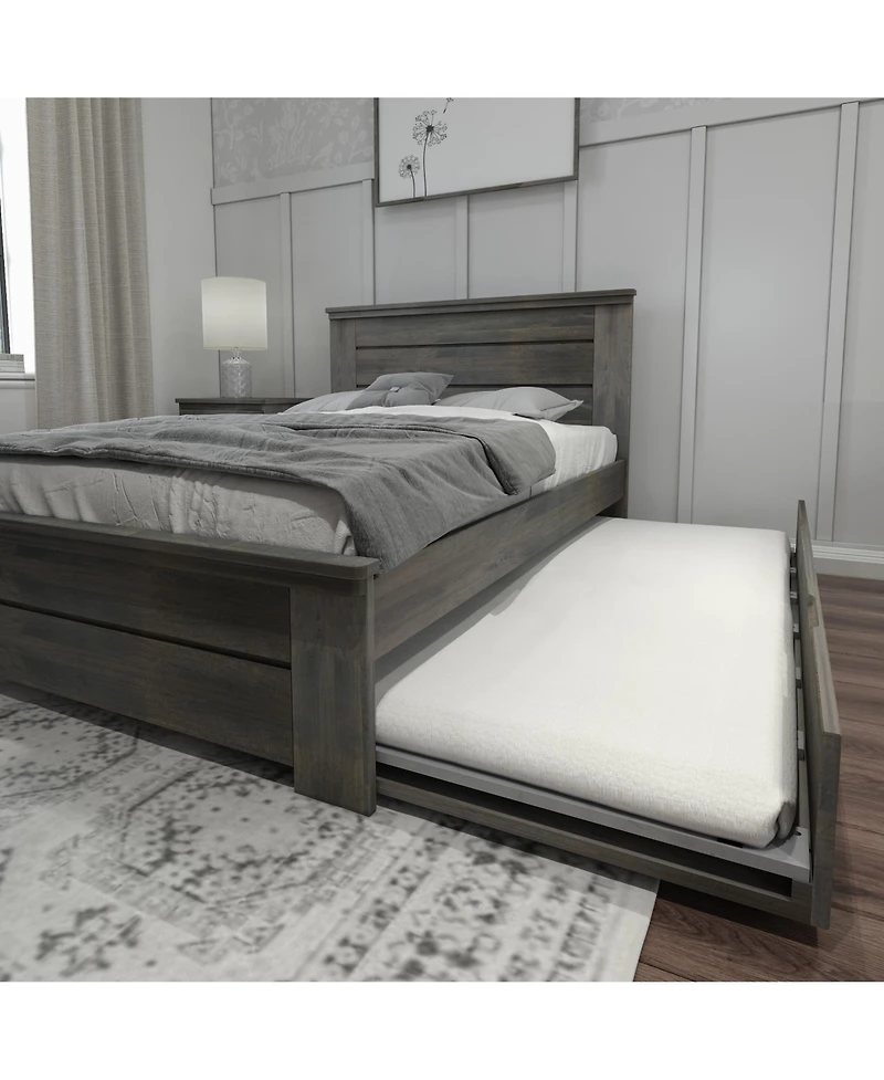 Max and Lily Full Bed Frame with Trundle, Solid Wood Platform