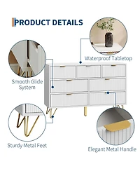 gaomon 7-Drawer Dresser for Bedroom, 47.2" Wide Modern Wooden Chest with Metal Legs and Handles
