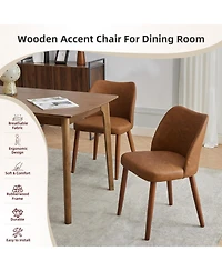 gaomon Dining Chair Set of 4, Linen Upholstered Dining Chair with Solid Wood Legs, Wing Backrest