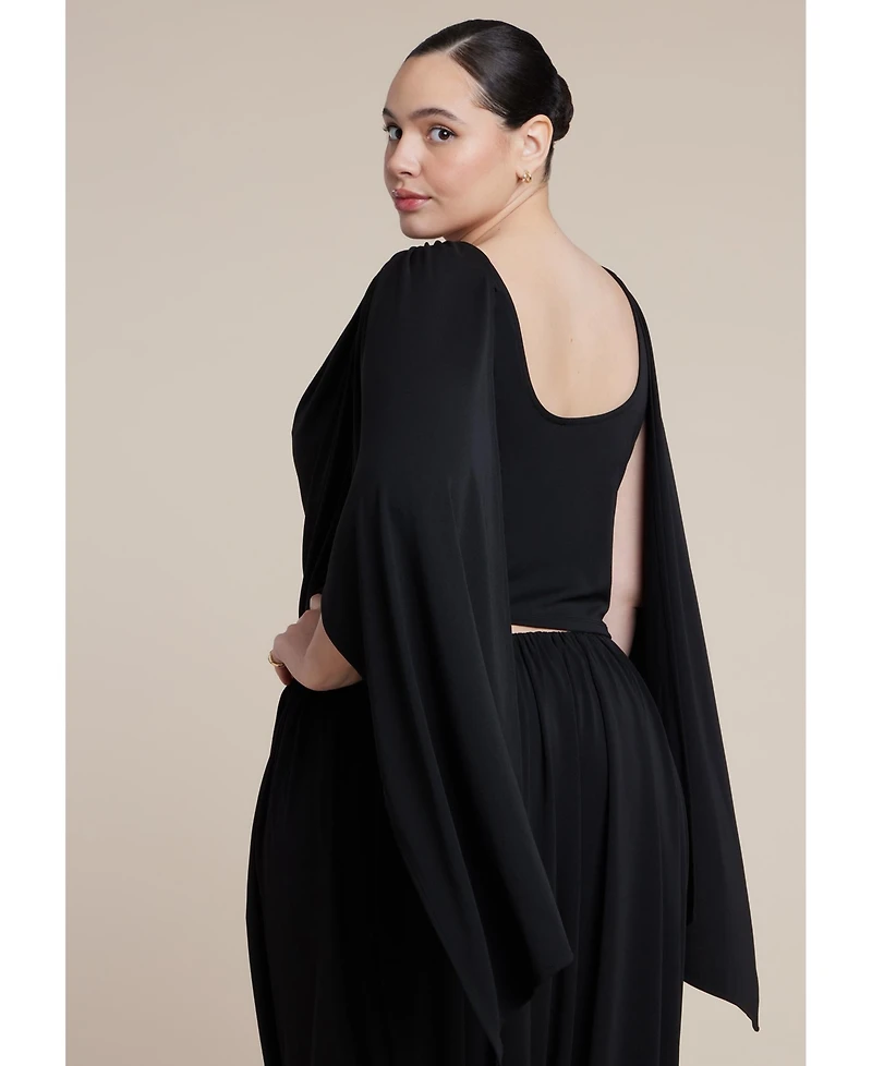 Eloquii Women's Draped Flounce Top