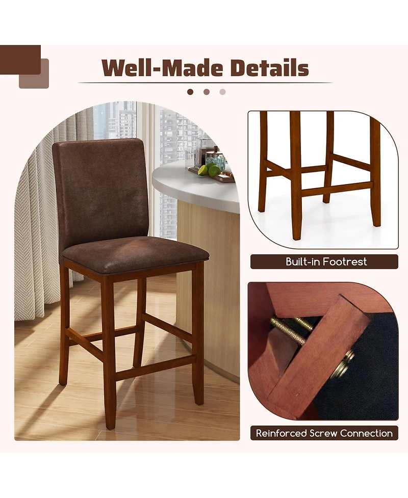 Slickblue Set of 2 Counter Height Bar Stools with Upholstered Seat