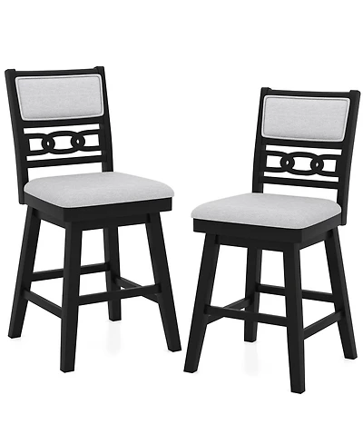 Slickblue Set of 2 Bar Stools with 360degree(s) Rotation Seat and Padded Upholstered Back Support