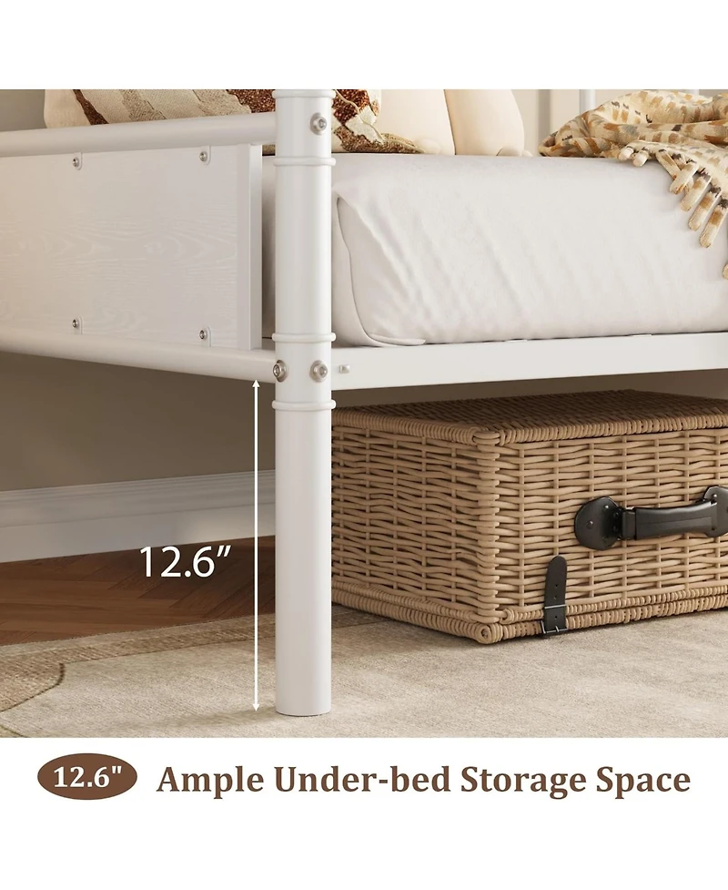 gaomon Twin Daybed with Classic Headboard, Metal Twin Bed Frame, Heavy Duty Steel Slats Support, Sofa Bed Frame for Living Room, Guest Room