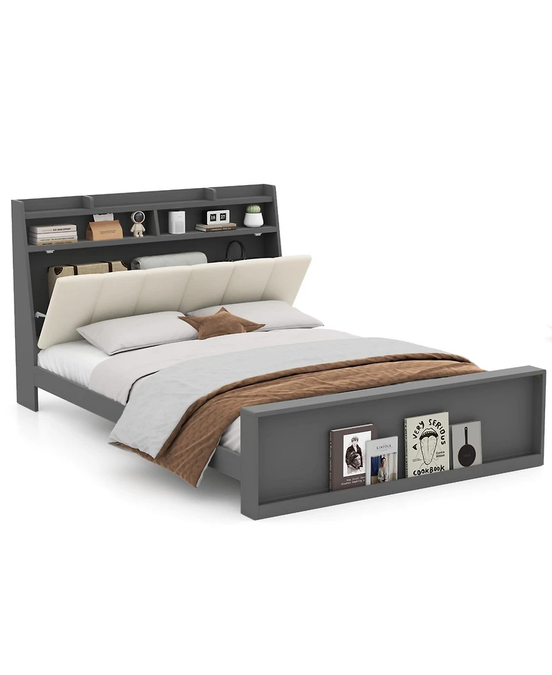Slickblue Modern Full Size Bed Frame with Storage Platform Design