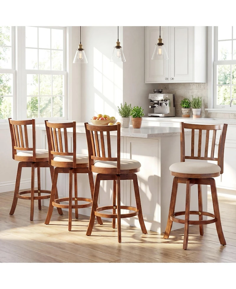 Slickblue Set of 2 Swivel Counter Chairs with Backrest and Cushioned Seat